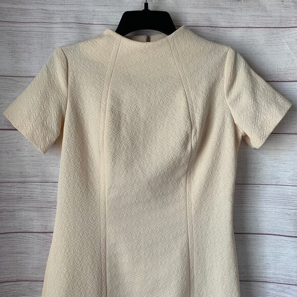 Vintage Styled By Terry Chicago Cream Mod Dress Crimplene Textured 60s - Picture 2 of 15